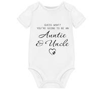 Auntie Uncle Baby Announcement Ideas Onesie Gift Surprise Pregnancy Reveal Coming Soon Due 2024 2025 Vest Personalised Babygrow (GUESS WHAT AUNTIE UNCLE, 0 Months First Size)