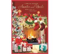 Auntie & Uncle Christmas Card - Robin on Post Box Gold Foil Snowflakes 7.5x5.25