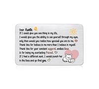 Auntie Wallet Insert Card Aunty Birthday Greeting Cards Mothers Day Appreciate Gift Personalized Engraved Pocket Card Thanksgiving Reminder Aunt Thank You Present Christmas Keepsake from Niece Nephew