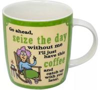 Aunty Acid Ceramic Mug Message Go Ahead Seize The Day Drinking Tea Coffee Cup With Handle Morning Fun