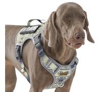 AUNZO - Grey Tactical Dog Harness for Large Breeds, Adjustable No Pull Pet Harness with Handle, Reflective K9 Military Service Dog Vest for Walking Hiking Training, Gray