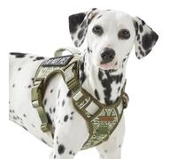 AUNZO Service Dog Vest Harness with 2 Velcro Patches, No Pull Dog Harness for Walking Training Hiking, Metal D-Rings Easy on/Off Neck Buckle Reflective Strips Soft Padded Handle, Green