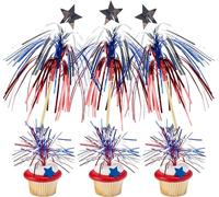 AUOCATTAIL 100 Pcs 4th of July Firework Picks Red White Blue Cocktail Picks Food Fruit BBQ Dessert Decoration 9 Inch for Independence Day Party Supplies