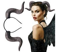 AUOCATTAIL Gothic Devil Horns Headband Halloween Ram Sheep Horn Hair Hoops Headpiece for Women Halloween Cosplay Party, Brown, S