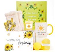 Auoketuo Birthday Gifts for Women, Sunflower Gifts - Bring her sunshine with this unique relaxation gift box, perfect for friends, sisters, best friends, and Christmas gift ideas for mums (yellow)