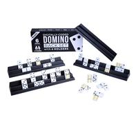 Auolis Mexican Train Dominoes Set for Adults & Kids : 4 Digitally-Coded Holders，28 Double-6 Tiles, Stackable Storage, Luxury Gift Case (Colors)