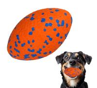 auomii Indestructible Large Rugby Balls for Aggressive Chewers Durable Olive Bouncy Interactive Football Toy for Dogs Fetch Game Lightweight Floating Outdoor Training Orange
