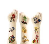 Auony 40pcs Sonic Temporary Tattoos for Kids, Cute Temporary Tattoo Body Art Tattoo Stickers for Boys Girls Party Favors