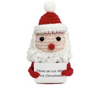 Auony Mini Funny, Handmade Crochet Santa with Positive Card, Emotional Motivational Santa Inspirational Gifts for Women Men