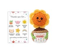 Auony Thank You Appreciation Emotional Positive Support Crochet Sunflower, Christmas Thanksgiving Appreciation Farewell Retirement Bosses Day Gifts for Mom Teacher Men Woman Mentor Boss Lady Friend