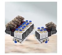 AUOQKQUT 1pc 12/24V DC 110/220V AC Multi Option 4V210-08 Pneumatic Solenoid Valve Block with Muffler Fitting Base Manifold 2/3/4/6 Way AUOQKQUT(5 Row 10mm Fitting,DC12V)