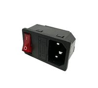 AUOQKQUT 1PC LZ-14-F15 3 Pins C14 AC Inlet Module Power Socket With 10A 5X20mm Fuse And Red 250V LED Rocker Switch