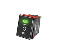 AUOQKQUT 2822-3 Gear with Red/Green/Blue Light Waterproof KCD6 Rocker Aluminum Brushed Panel High-Gloss Edge Metal Boat Switch(G-(Black P) 3-Speed,9-24V)