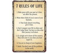 AUOQKQUT 7 Rules of Life Wisdom Sayings Rustic Classic Decorative Iron Sign for Home Office Library Gym 8 X 12 in