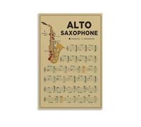 AUOQKQUT Alto Saxophone Fingering Chart Poster - Complete Scale & Note Guide for Beginners, Music Theory Wall Art Decor for Practice Room, Band, Gift (Unframed,08x12inch(20x30cm))