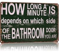 AUOQKQUT Antique Look Tin Sign How Long A Minute Deep Thought Wall Hanger for Coffee Shop Cafe Waiting Area 8 X 12 in