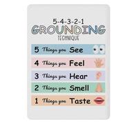 AUOQKQUT Anxiety Grounding Technique Sign 5 4 3 2 1 Senses Method Aluminum Metal Wall-Art for Room Living Room Bedroom 8 X 12 inch