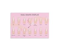 AUOQKQUT Beauty Salon Poster - Nail Shape Guide and Art Reference Wall Chart for Manicure Station, Decor for Room Home Studio Framed,08x12inch(20x30cm)