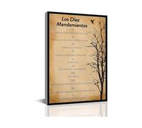 AUOQKQUT Canvas Wall-Art Los 10 Mandamientos En Español Bible Verse Scripture Christian Religious Decor for Home Office Living Room Unframed,12X18inch(30X45cm)
