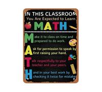 AUOQKQUT Classroom Expectation Sign Metal In This Class You Are Expected To Learn Chalkboard Typography for Teachers 8 X 12 in