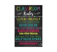 AUOQKQUT Classroom Expectations Poster Class Rules Wall-Art Teacher Decor Middle School High School Canvas Print Classroom Rules Sign Framed,16X24inch(40X60cm)