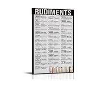 AUOQKQUT Complete Drum Rudiments Chart 40 Fundamental Exercises Poster for Drummers Practice Room and Music Classroom Framed,16X24inch(40X60cm)