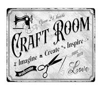 AUOQKQUT Creative Studio Sign Imagine Create Inspire Retro Metal Tin Sign Vintage Wall-Art For Makers Craft Room 8 X 12 in