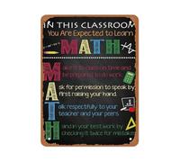AUOQKQUT Educational Expectation Sign Metal You Are Expected To Learn Math Chalkboard Decor for Homeschool Room 8 X 12 in