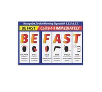 AUOQKQUT First Aid & Health Poster, Stroke Warning Signs (BE FAST), Emergency Response Reference for Workplace, Senior Care AUOQKQUT(Unframed,08x12inch(20x30cm))