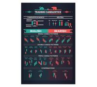 AUOQKQUT Forex Trading Candlestick Metal Tin Sign Bullish Bearish Pattern Guide for Day Investor Swing Trading Room 8 X 12 inch