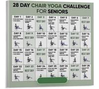 AUOQKQUT Gift for Active Seniors - 28 Day Chair Yoga Journey Poster, Gentle Exercise Guide & Wall Art, Perfect for Parents, Grandparents, and Caregivers(Unframed,12x18inch(30x45cm))