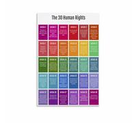 AUOQKQUT Human Rights Education Poster Declaration Chart Inspirational Wall-Art for School Classroom Office Framed,08x12inch(20x30cm)