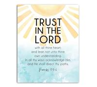 AUOQKQUT Inspirational Trust in the Lord Scripture Print Christian Wall Art for Bedroom(Framed,12x18inch(30x45cm))