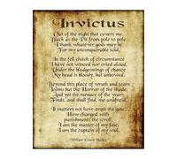AUOQKQUT Invictus by William Ernest Henley Wall Art: Distressed Parchment Poem Print for Inspirational Home Decor Framed,12x18inch(30x45cm)