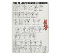 AUOQKQUT Karate Knowledge Metal Sign Twenty One Leg Technique Exercise Chart For Martial Arts Dojo Home Club Wall Decor 8 X 12 inch