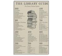 AUOQKQUT Library Classification Poster Dewey Decimal System Chart Educational Canvas Wall-Art for School and Home Library Framed,08x12inch(20x30cm)