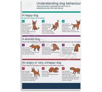 AUOQKQUT Must-Have for Dog Owners - Understanding Dog Behavior Poster, Body Language Guide & Wall Art for Pet-Friendly Living Room or Bedroom Decor(Framed,16x24inch(40x60cm))