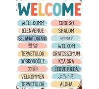 AUOQKQUT Office & Classroom Decor: Multilingual Diversity Welcome Poster, Inclusive Signage Wall Art for Community Building, Printable(Framed,12x18inch(30x45cm))