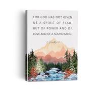 AUOQKQUT Overcome Fear Scripture Art - 2 Timothy 1:7 Canvas Print, Framed Christian Wall Decor for Courage, Peace, and a Faith-Filled Home Framed,16x24inch(40x60cm)