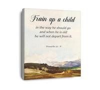 AUOQKQUT Proverbs 22:6 Train Up A Child In The Way He Should Go Canvas Wall Art Christian Scripture Print for Home Framed,12x18inch(30x45cm)