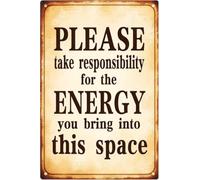 AUOQKQUT Take Responsibility For What You Bring Into This Space Metal Sign Vintage Wall Decor 8 X 12 in