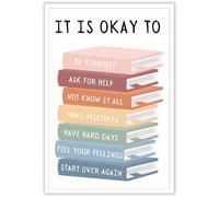 AUOQKQUT Toddler Preschool Emotions Poster, Feelings Identification Chart for Kids, Laminated Educational Wall Art, It's Okay to Feel, Home School Decor Unframed,08x12inch(20x30cm)