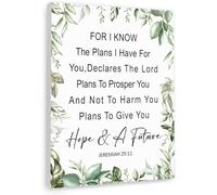 AUOQKQUT Trust God's Plan Canvas - Jeremiah 29:11 Wall-Art, For I Know The Plans Inspirational Quote, Christian Encouragement for Anxiety, Peaceful Bedroom Decor Unframed,08x12inch(20x30cm)