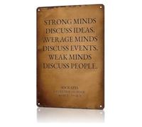 AUOQKQUT Witty Metal Sign Strong Minds Discuss Ideas Classic Tin Plaque For Dormitory Apartment Studio Hallway Bathroom 8 X 12 inch