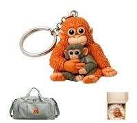 AUOQZ 3D Resin Punch Monkey Keychain Protect Punch The Monkey Fist Keyring Accessories for Bags Backpacks Boxing Gorilla Cute Monkey Holding Plush Key Chain Gifts for Mother's Day Birthday