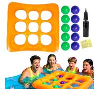 AUOQZ Inflatable Pool Toss Games for Adults Giant Floating Pool Tic Tac Toe Party Game Set with 12Pcs Balls 2 Players Cool Summer Parties Supplies for Holiday Beach Lake Party (65x65cm)