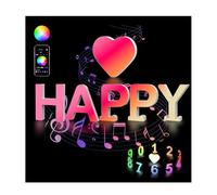AUOQZ Light Up HAPPY Letters, RGB App Control Led Letter Lights Gaming Room Color Changing Party Gifts USB Neon Number Wall Sign Night Lamp for Happy Birthday Christmas Halloween Decorations (“HAPPY”)
