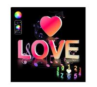 AUOQZ Light Up Love Letters, RGB App Control Led Letter Lights Gaming Room Color Changing Party Gifts USB Neon Number Wall Sign Night Lamp for Happy Birthday Christmas Halloween Decorations (“Love”)
