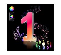 AUOQZ Light Up Number 1, RGB App Control Led Letters Lights Gaming Room Color Changing Party Gifts USB Neon Wall Sign Numbers Night Lamp for Happy Birthday Christmas Halloween Decorations (1)