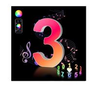 AUOQZ Light Up Number 3, RGB App Control Led Letters Lights Gaming Room Color Changing Party Gifts USB Neon Wall Sign Numbers Night Lamp for Happy Birthday Christmas Halloween Decorations (3)